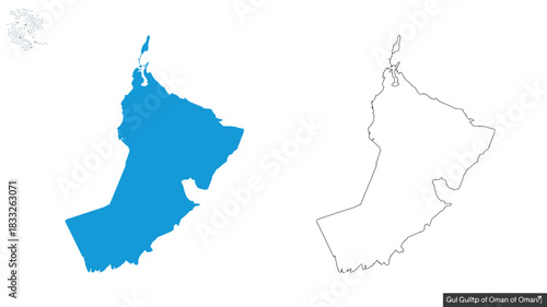 Oman map vector illustration with blue fill and outline isolated on white background for infographic and design element