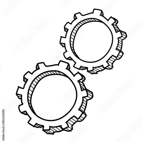 Cog wheel hand drawn icon