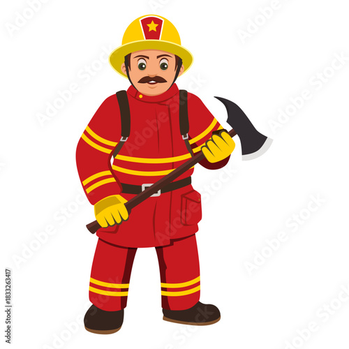 Fireman profession cartoon