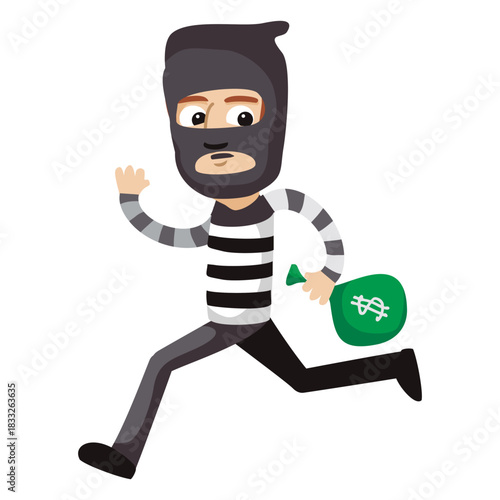 Funny robber profession cartoon