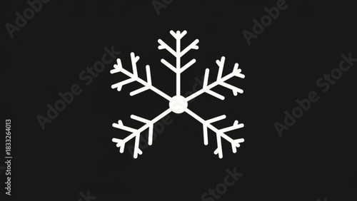 White Snowflake Isolated on Black Background