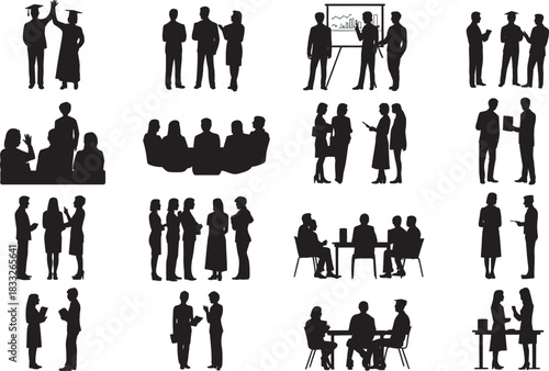 Business meeting and collaboration vector illustrations