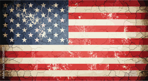 Vintage USA flag grunge vector. Retro American national banner vector