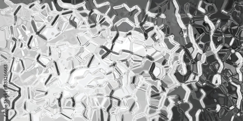 Abstract monochrome mosaic of irregular geometric shapes with sharp edges and varying shades of gray, creating a textured, crystalline, and fragmented visual effect