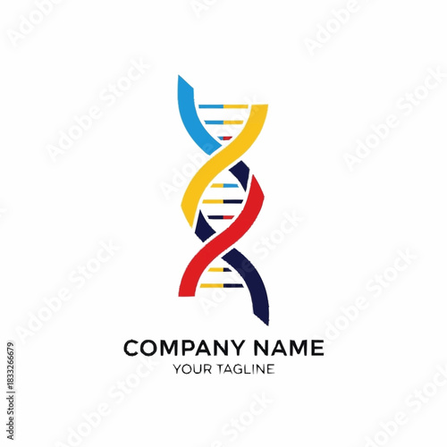 Colorful DNA Strand Illustration for Science and Technology Company Logo.