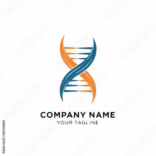 Abstract DNA Helix Structure with Blue and Orange Strands for Science Company.