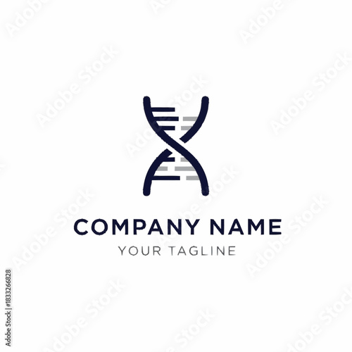 Modern minimalist DNA double helix logo design for a science or technology company.
