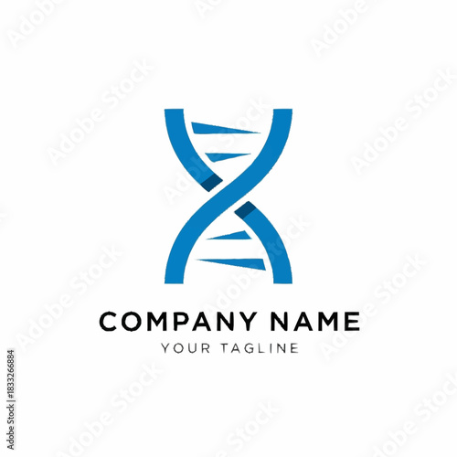 Blue DNA double helix logo for a science or medical company.