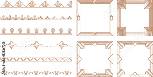 Art Deco Geometric Borders and Frames Vector Illustration