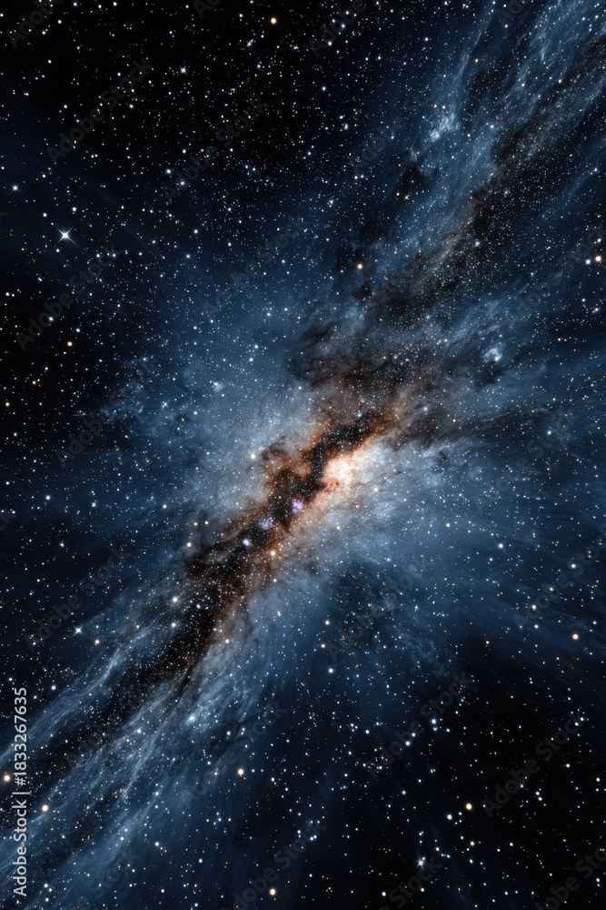 Fototapeta premium A stunning portrayal of the Milky Way galaxy with vivid, colorful stars against a deep black backdrop, ideal for promoting astronomy and cosmic exploration.
