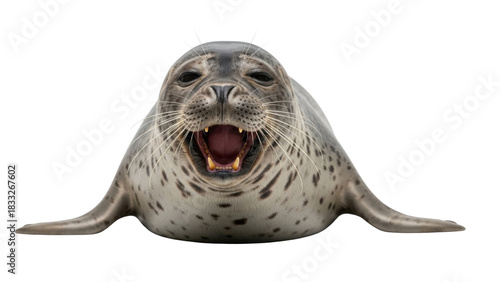 Happy harbor seal showing its teeth isolated PNG with Transparent Background
