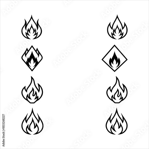 A Dynamic Energy Fire Icon Symbol, Showcasing Heat and Danger in a Flat Design Minimalist Vector for Digital Power Success Warning Solution Design.