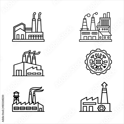 A Professional Industrial Factory Icon Symbol, Showcasing Production and Manufacturing in a Flat Design Minimalist Vector for Digital Business Success Growth Technology.