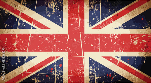  United Kingdom flag brush vector. Grunge Union Jack banner vector