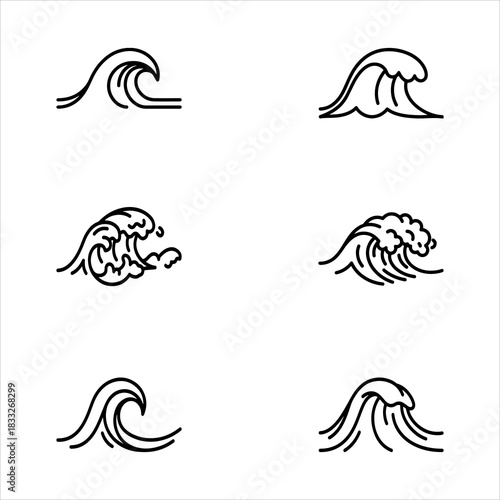 A Dynamic Global Water Wave Icon Symbol, Showcasing Flow and Motion in a Flat Design Minimalist Vector for Digital Nature Success Energy Solution Design.