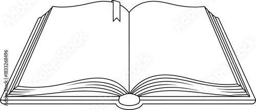 Open book with blank pages and a bookmark ready for reading or writing ideas