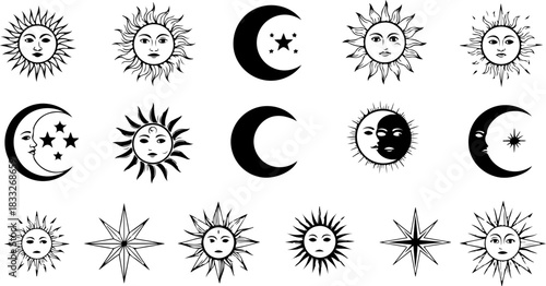 Mystic Hand & Celestial Elements Silhouette Bundle – Moon Star Magic Vector Set