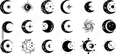 Mystic Hand & Celestial Elements Silhouette Bundle – Moon Star Magic Vector Set