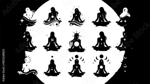 Mystic Hand & Celestial Elements Silhouette Bundle – Moon Star Magic Vector Set