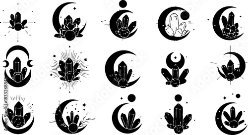 Mystic Hand & Celestial Elements Silhouette Bundle – Moon Star Magic Vector Set