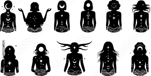 Mystic Hand & Celestial Elements Silhouette Bundle – Moon Star Magic Vector Set