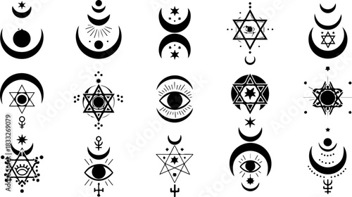 Mystic Hand & Celestial Elements Silhouette Bundle – Moon Star Magic Vector Set