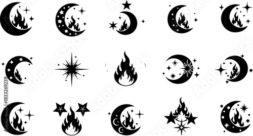 Mystic Hand & Celestial Elements Silhouette Bundle – Moon Star Magic Vector Set