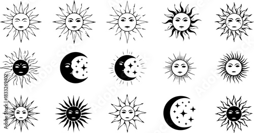 Mystic Hand & Celestial Elements Silhouette Bundle – Moon Star Magic Vector Set