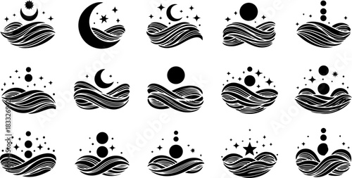 Mystic Hand & Celestial Elements Silhouette Bundle – Moon Star Magic Vector Set