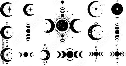 Mystic Hand & Celestial Elements Silhouette Bundle – Moon Star Magic Vector Set