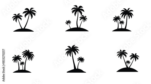 tropical coconut, palm tree silhouette