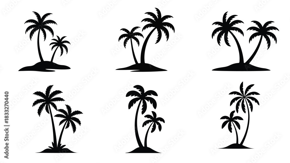 Naklejka premium tropical coconut, palm tree silhouette