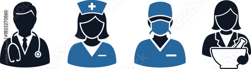 Medical Staff Icon Doctor, Nurse, Surgeon, Pharmacist