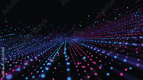 Abstract Technology Background with Glowing Dots and Lines in Pink Blue