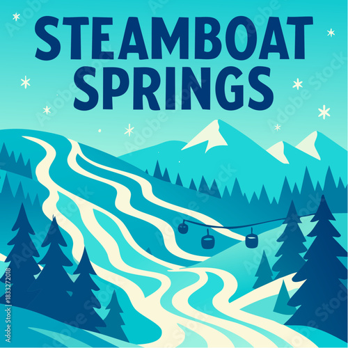 snowflakes drift above winding trails in a dreamy alpine escape to steamboat’s frosted heights