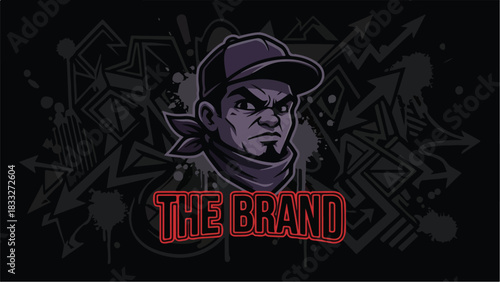 Graffiti Art of a Determined Man with The Brand Text.