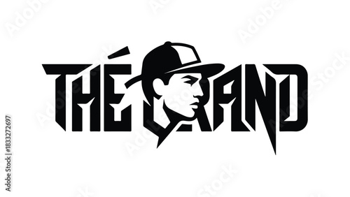 The Grand Logo with Man Wearing Cap.