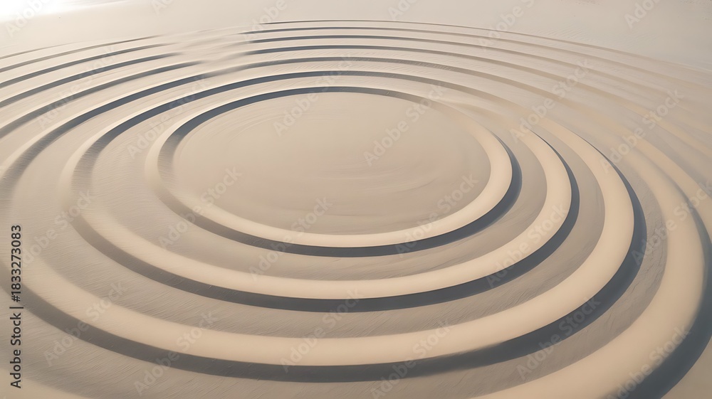 Obraz premium Concentric Raked Sand Pattern in Zen Garden