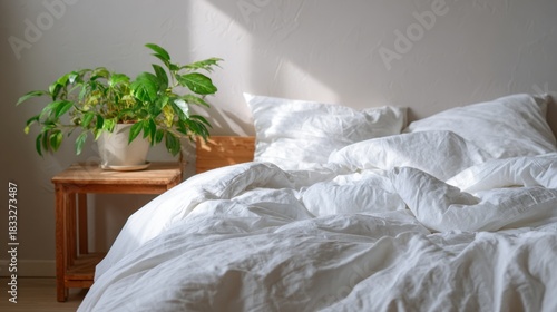 Cozy bedroom with white decor