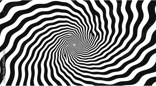 Hypnotic spiral lines vector. Black white optical illusion background vector