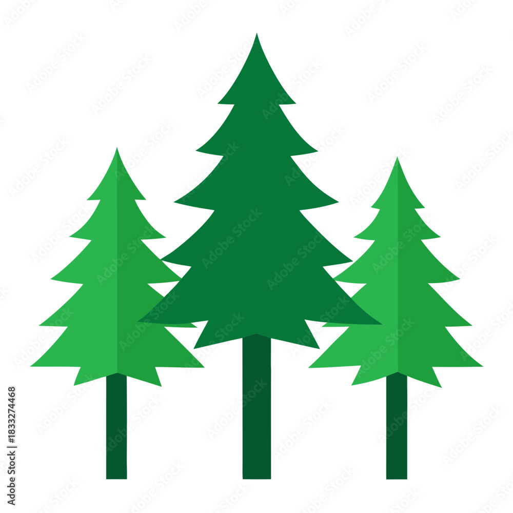 Obraz premium Three stylized green christmas trees in a row