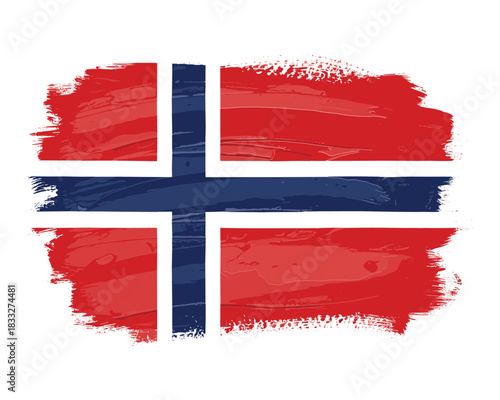 Norway flag brush stroke vector. Grunge Norwegian national banner vector