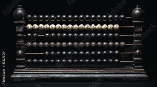 Antique Abacus with Numbered Beads Calculation Tool Educational Tool Vintage Design