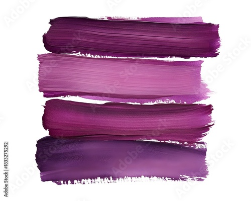 Four horizontal swatches of varying shades of purple paint displayed against a white background