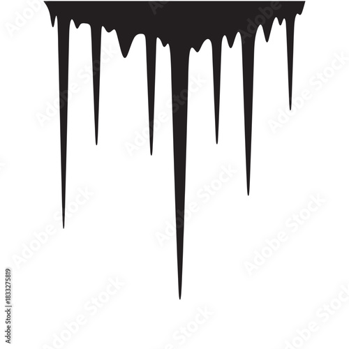 Dripping Icicles Border Silhouette (Vector)