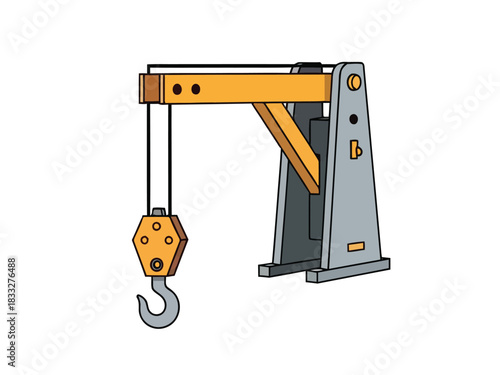 Εκτύπωση καμβά Illustration of a sturdy industrial jib crane with a heavy-duty hook, perfect fo