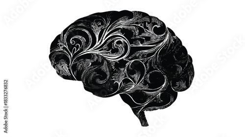 Brain with floral pattern creative design and concept for intelligence
