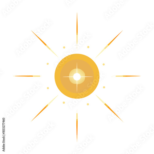 Stylized sun with bright rays and subtle glow