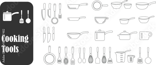 Cooking Utensils Silhouette Icon Vector Bundle.eps