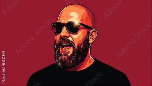 Bald Man with Beard and Sunglasses.